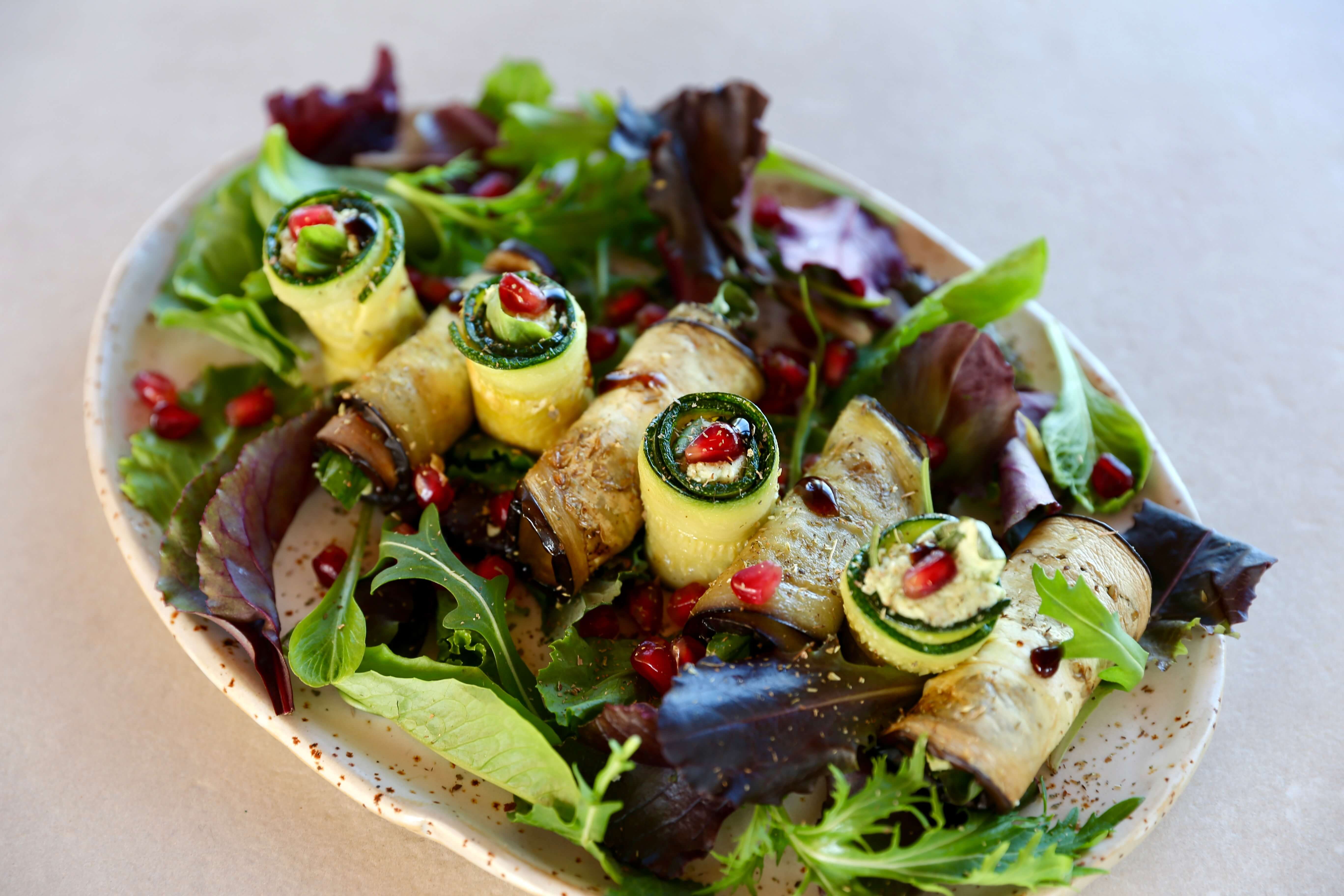 Aubergine and Zucchini Rolls