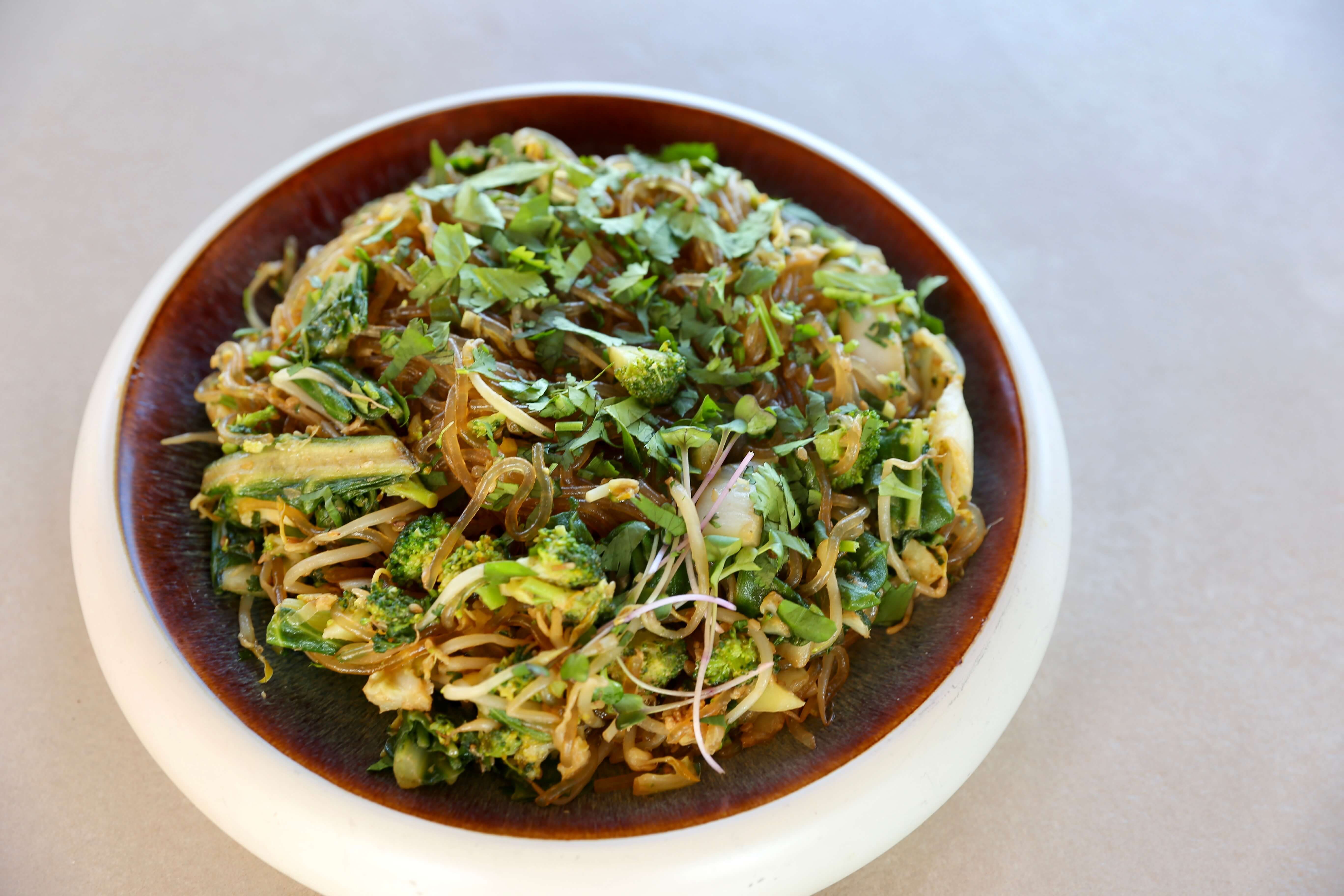 Green Stir Fry with Glass Noodles